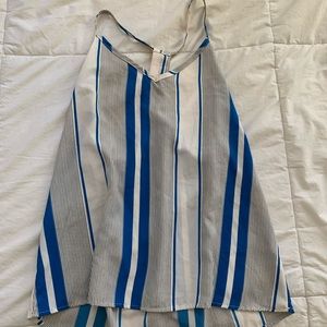 Blue and White Striped Tank Top